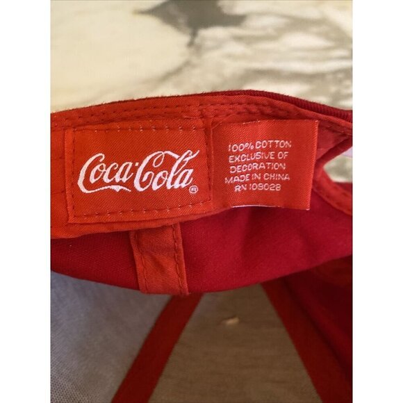 Coca Cola Company Script Logo Snapback Adjustable Red Hat Cap - Picture 6 of 6